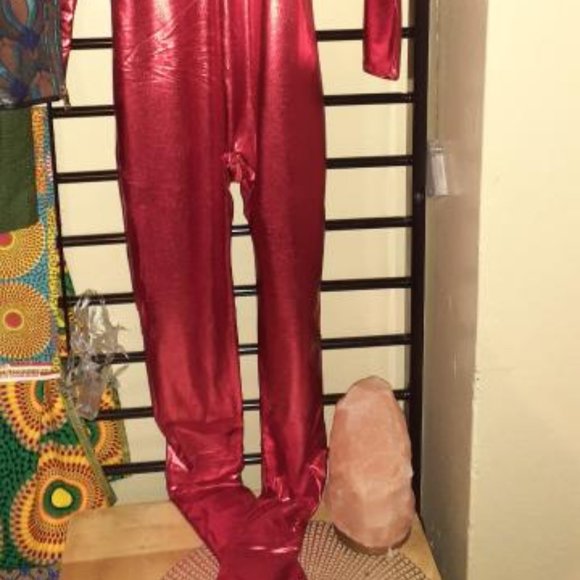 red  stretch footed cat suit. small - Picture 2 of 3